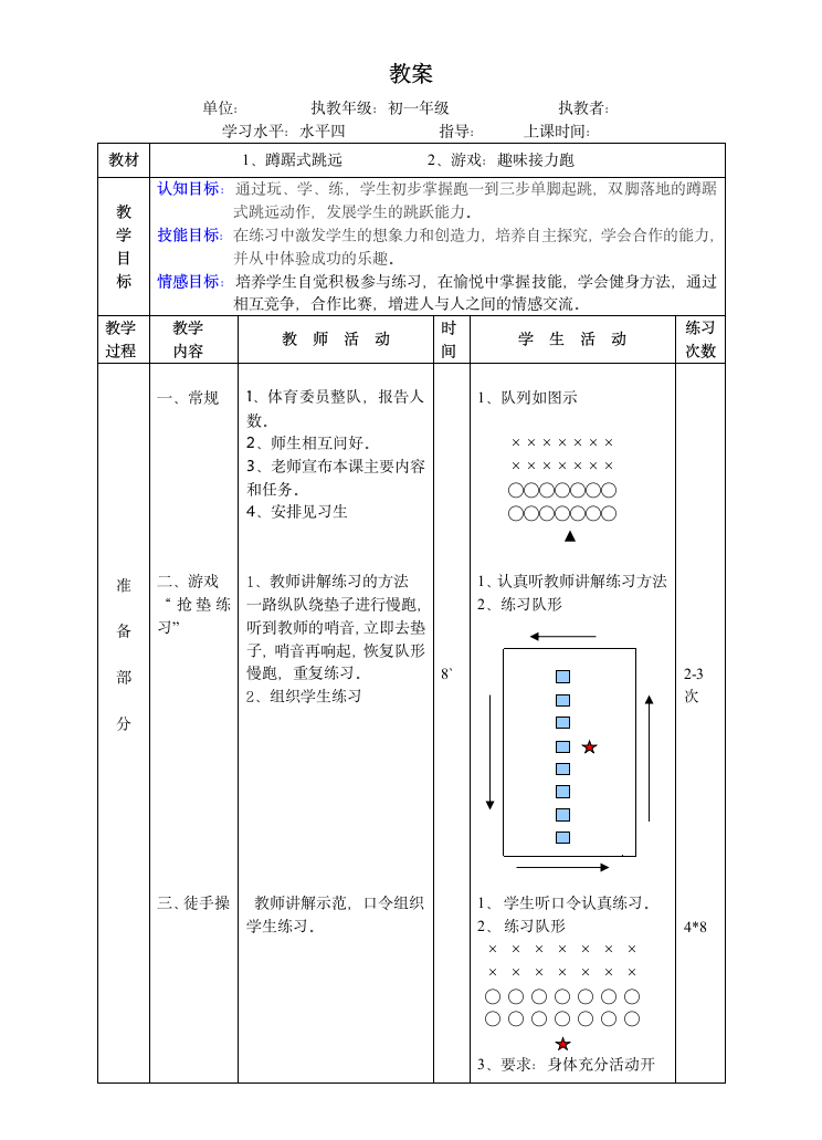 《蹲踞式跳远与游戏》教学设计-人教版体育与健康（水平四）七年级全一册.doc第2页