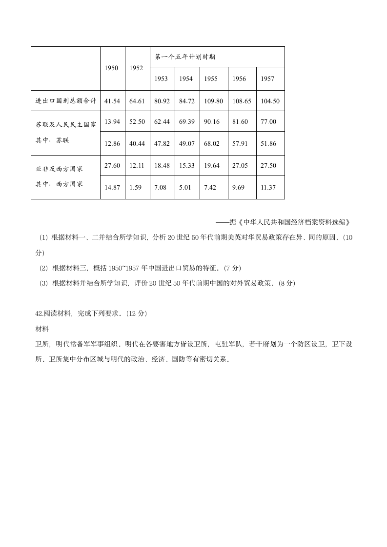 2021年全国甲卷文综历史高考真题（word版，含答案）.doc第4页