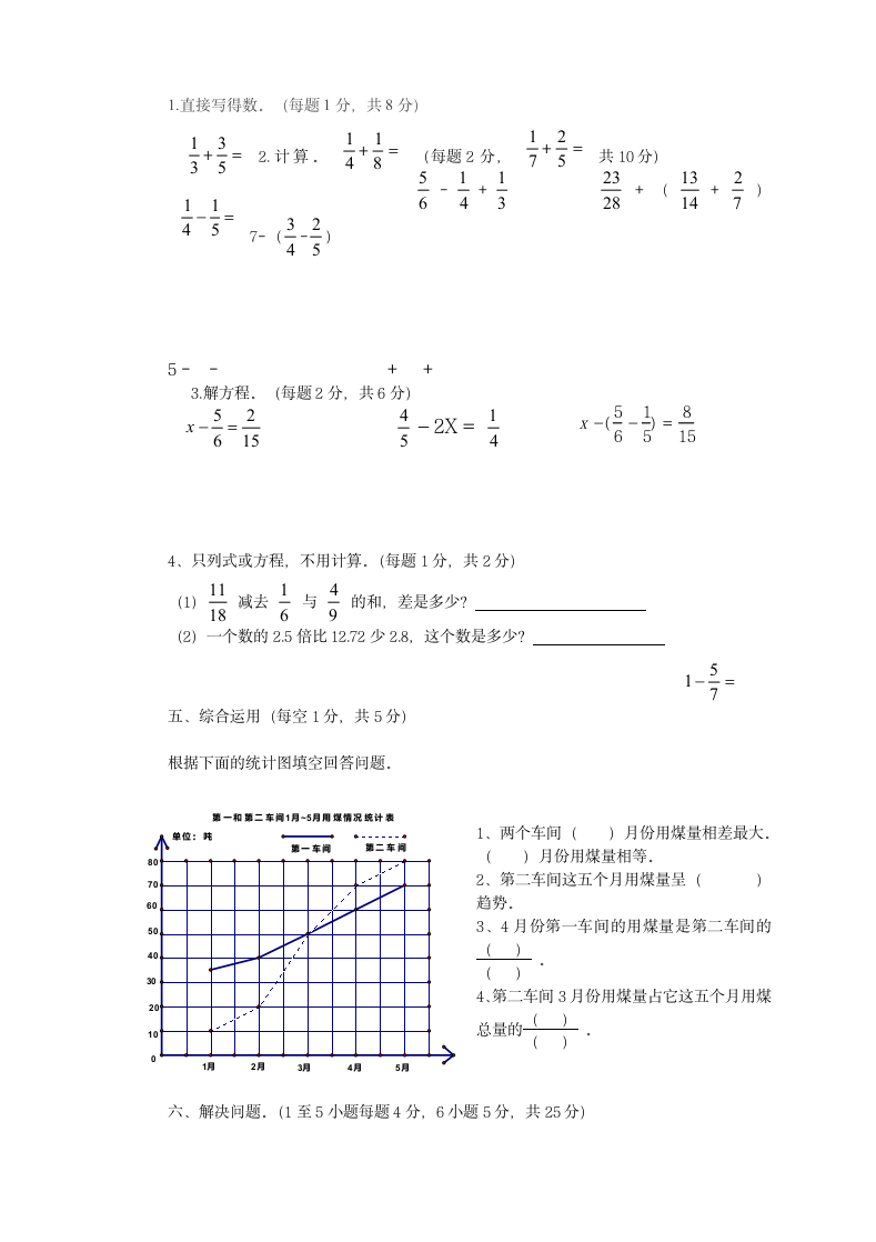 人教小学五年级下册数学期末试卷.docx第2页