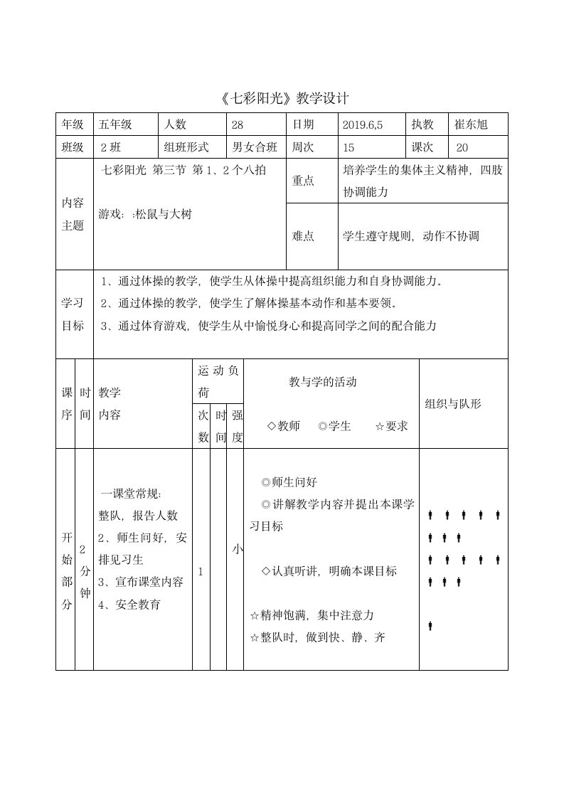 五年级体育教案-七彩阳光 全国通用.doc