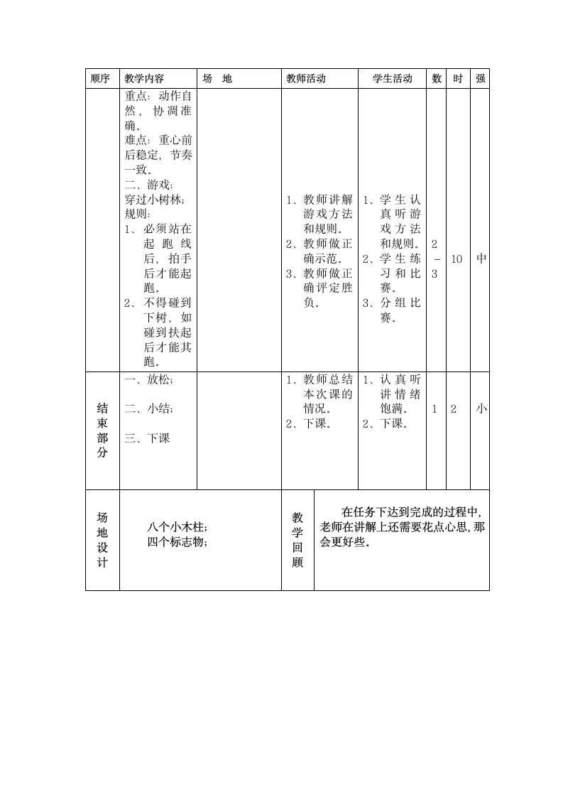 三年级全册体育教案-第1周第2节 1、队列队形 2、游戏：穿过小树林 通用版.doc第2页