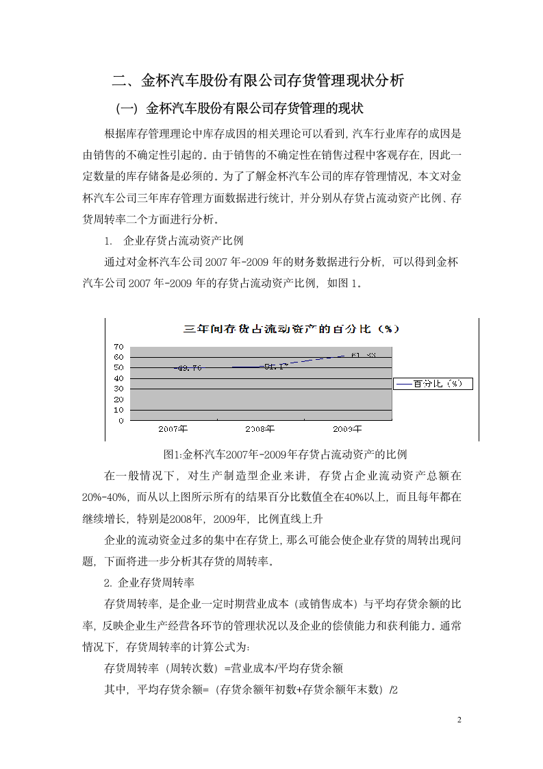 会计本科毕业论文 金杯汽车股份有限公司存货管理的问题和对策.doc第2页