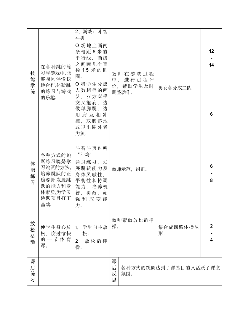 跳与游戏（教案） 体育一年级上册.doc第2页