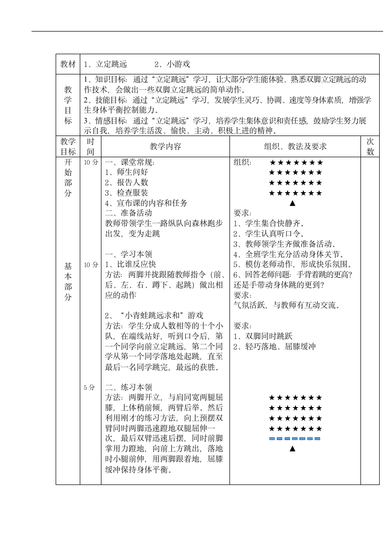 立定跳远（教案） 体育二年级下册 (1).doc第3页