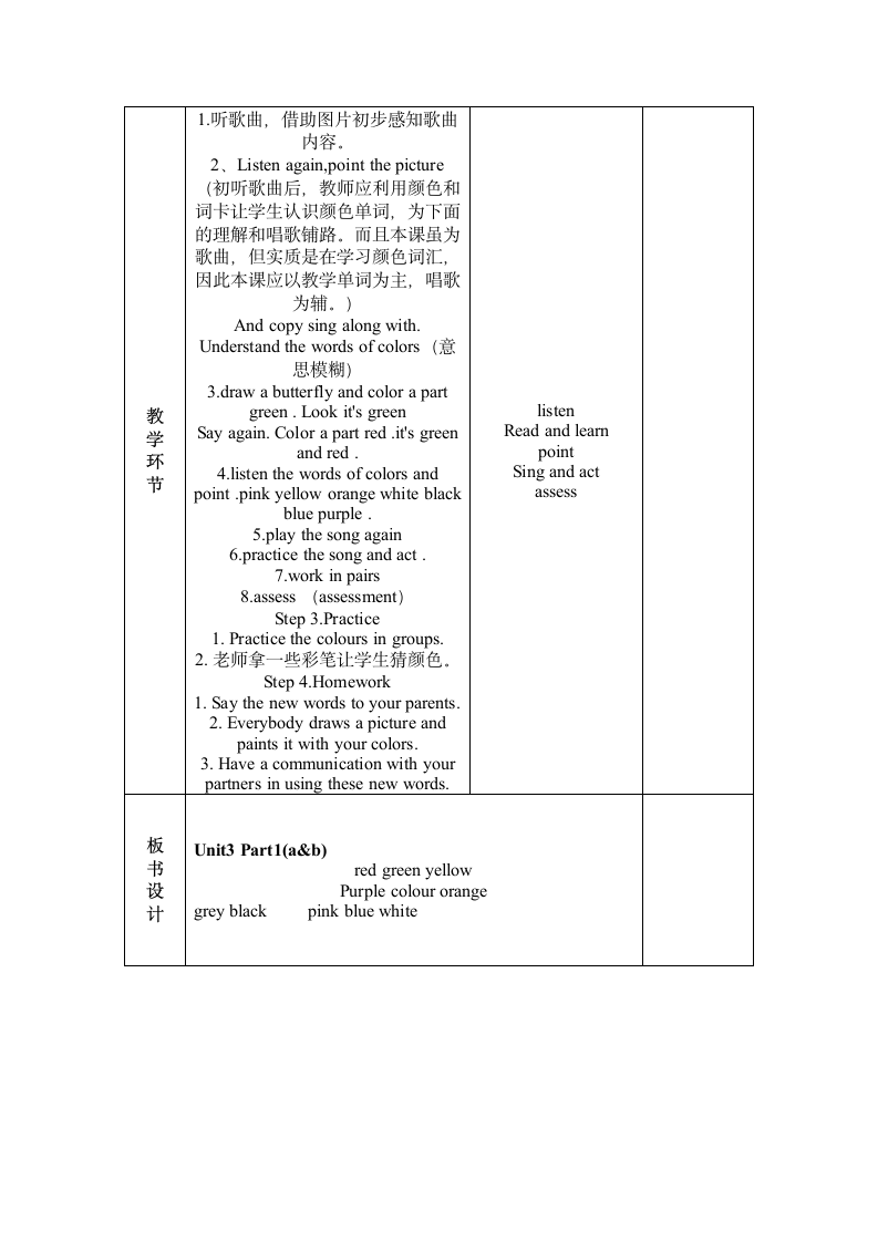 小学英语三年级上册Unit 3   Colours教案.doc第2页