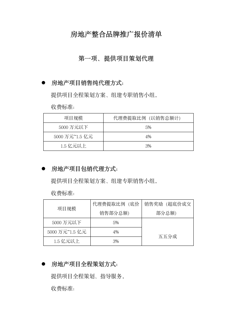 房地产整合品牌推广报价清单.docx第1页