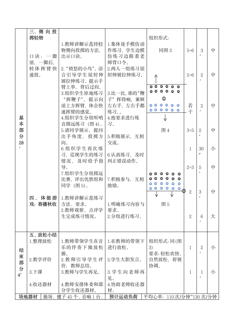 人教版三年级体育 上册  第四章 基本身体活动 第三节 投掷与游戏教案（表格式）.doc第3页