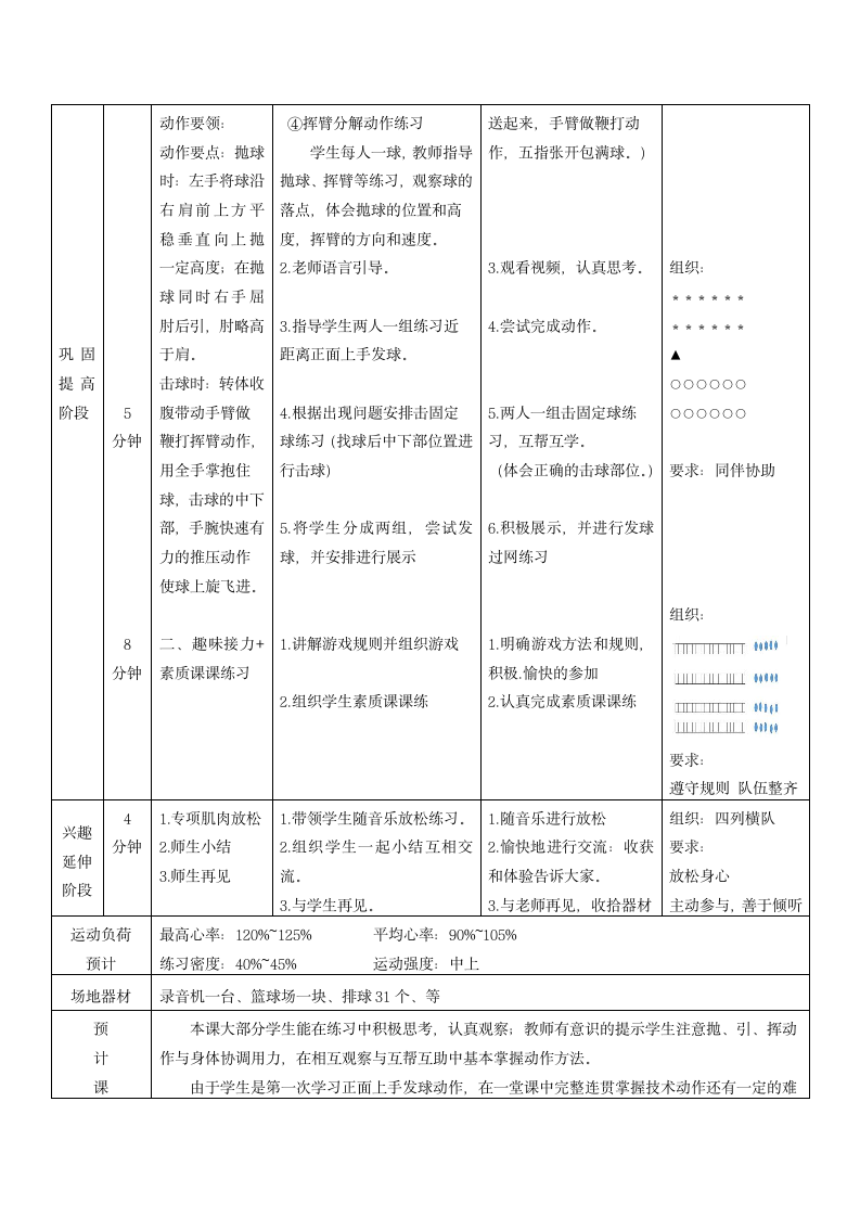 排球——正面上手发球与游戏（教案）  -2021-2022学年人教版《体育与健康》（水平四）八年级全一册.doc第3页