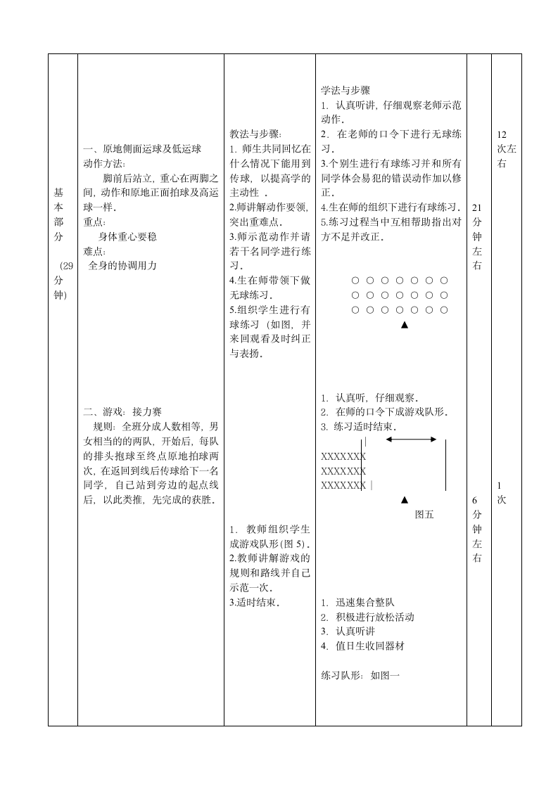 人教版三~四年级体育与健康 6.1.2  小篮球 行进间运球与游戏 教案（表格式）.doc第2页