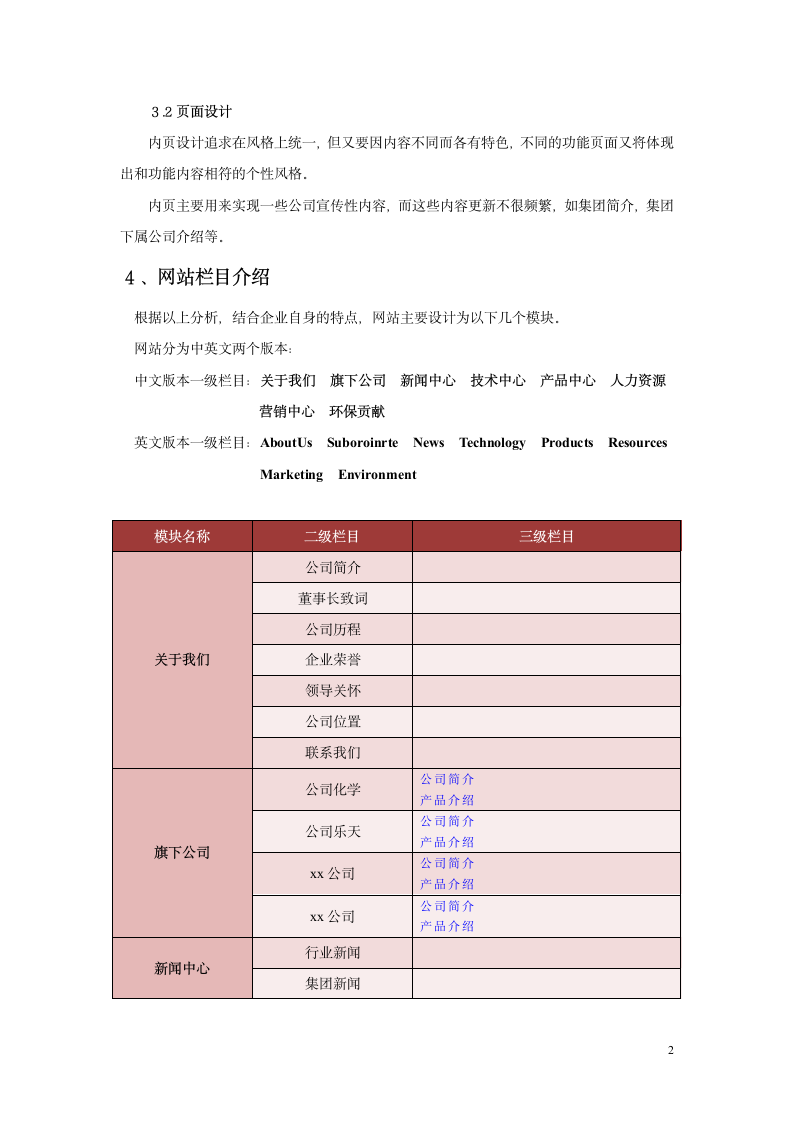 xx公司网站设计方案.docx第2页