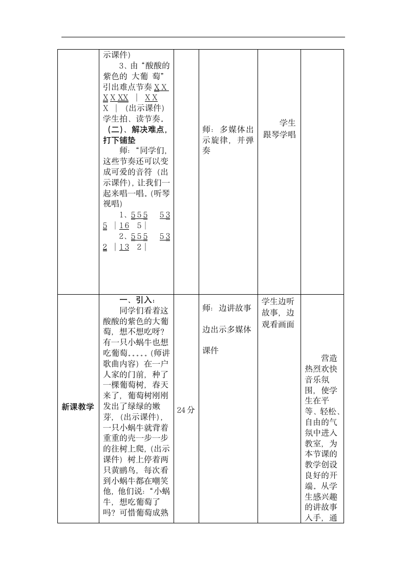 接力版 三年级音乐上册  五、《（演唱）蜗牛与黄鹂鸟》教学设计.doc第3页