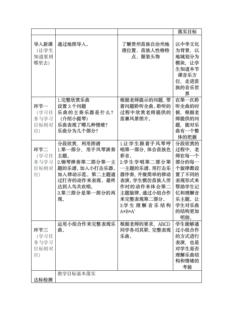 人教版四年级音乐下册（简谱）第二单元《苗岭的早晨》教学设计.doc第2页