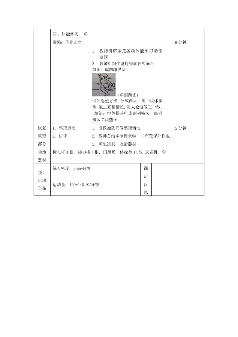 人教版三~四年级体育与健康 4.1.3.1接力跑 30~40米迎面接力跑及游戏 教案（表格式）.doc第3页