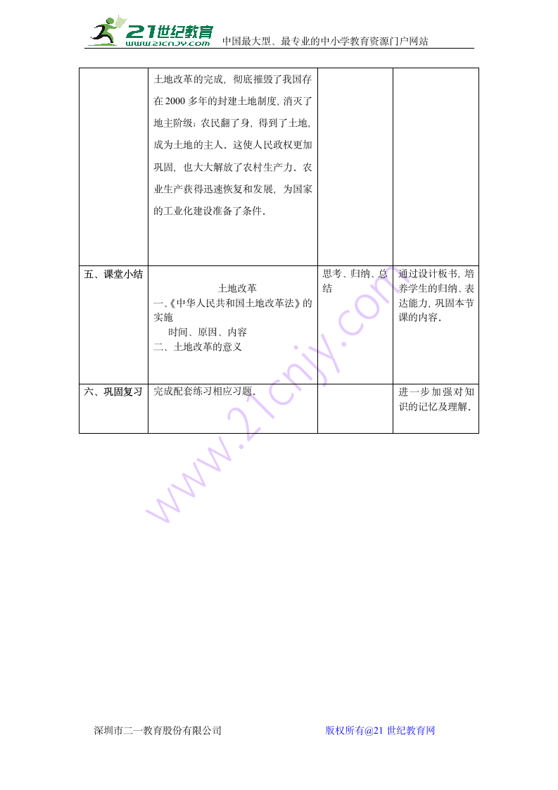 部编人教版八年级历史下第一单元第3课 土地改革教案.doc第3页