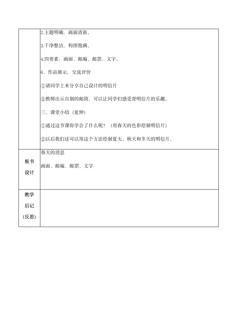 第五单元 四季的故事 13. 春天的消息教案 -岭南版美术三年级下册 (表格式).doc第3页