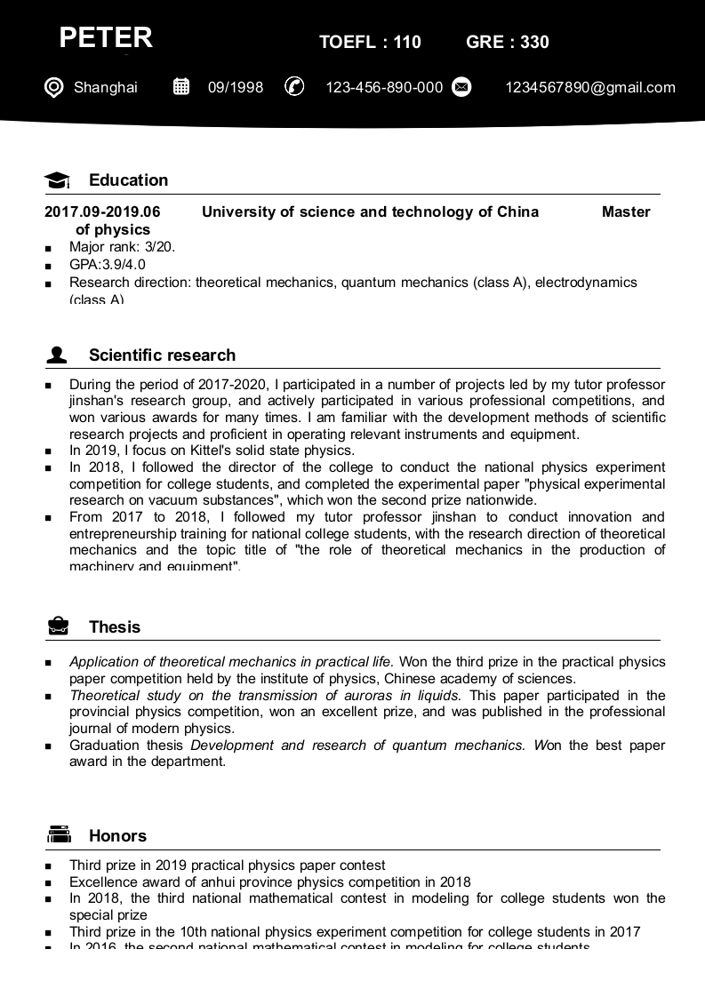 出国留学黑白简历.docx第1页