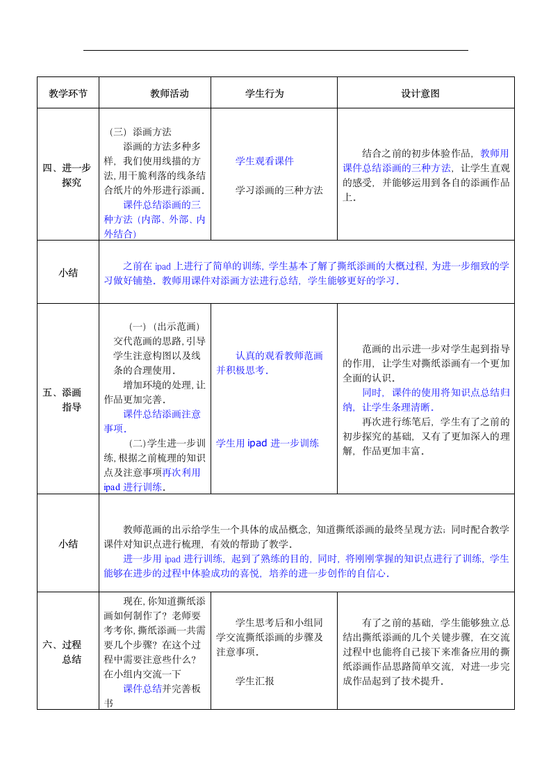 辽海版 四年级下册美术  第4课 撕纸添画 教案（表格式）.doc第3页