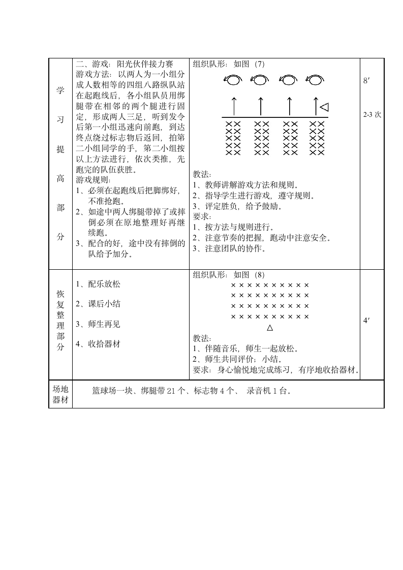 体育与健康四年级上册  人教版《合作跑——两人三足跑》（教案）.doc第5页