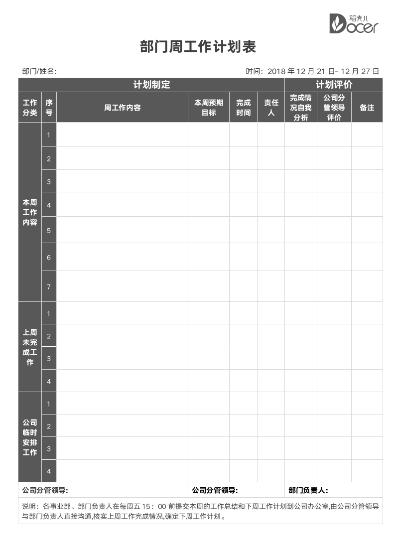 商务部门周工作总结计划表2.docx第1页