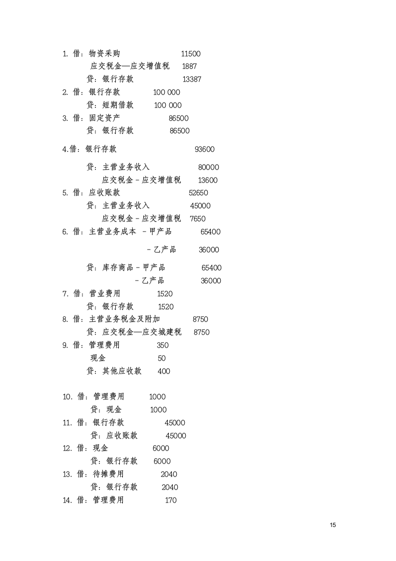 基础会计分录大全练习题及答案第15页