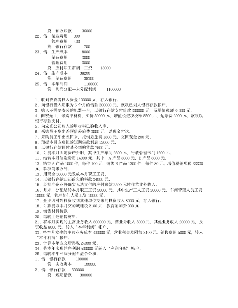 会计分录习题及答案第9页