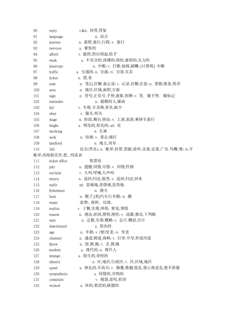 新概念英语第二册单词表第3页