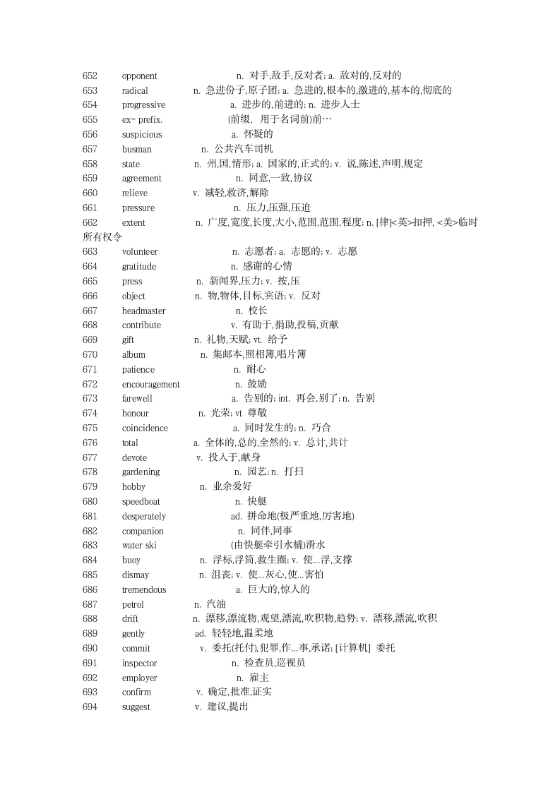 新概念英语第二册单词表第16页