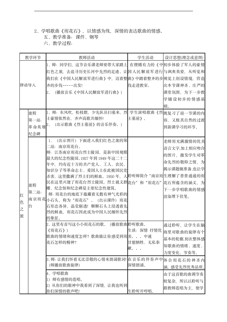 鄂教版教材 四年级下册 第3单元《心中的丰碑》--《雨花石》教案.doc第2页