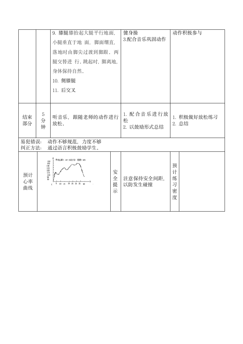 有氧健身操（教案） 体育五年级上册.doc第3页