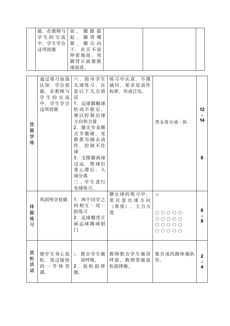 足球脚背正面运球及游戏（教案） 体育二年级上册（表格式）.doc第2页