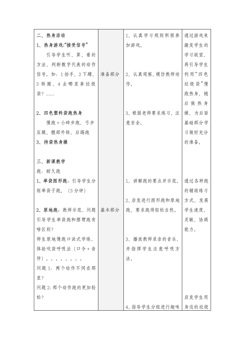 人教版体育三年级上册耐久跑与游戏 教案 （表格式）.doc第2页