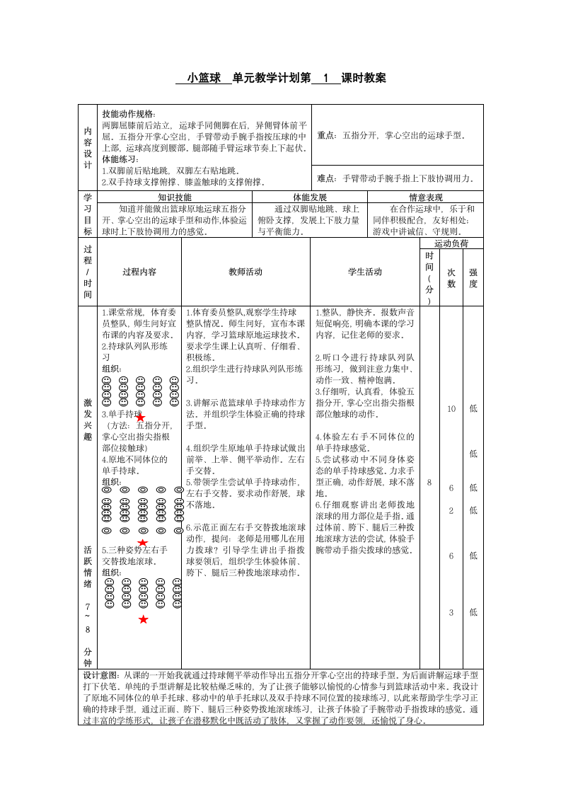 人教版三~四年级体育与健康 6.1.1  小篮球 熟悉球性练习与原地运球及游戏 教案（表格式）.doc第3页