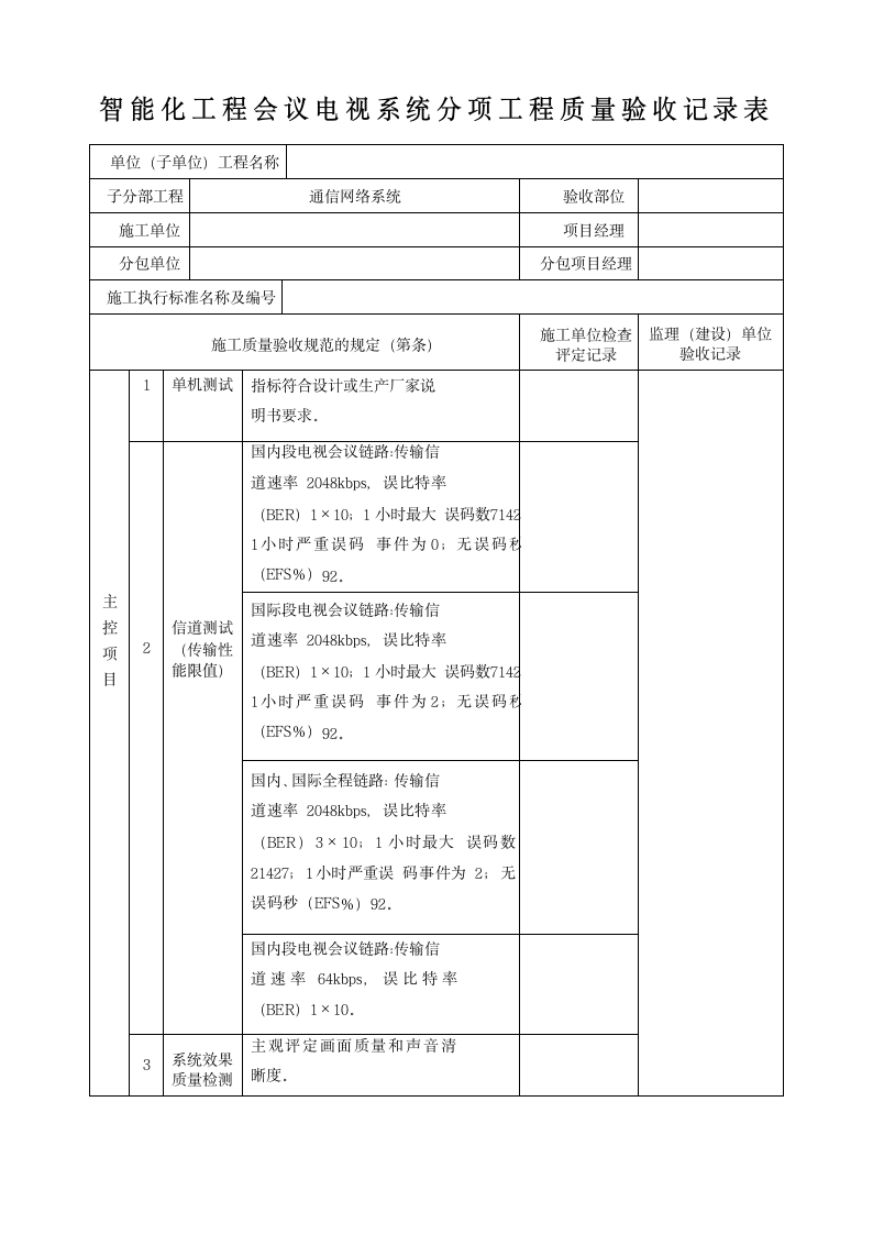 智能化工程会议电视系统分项工程质量验收记录表.docx第1页