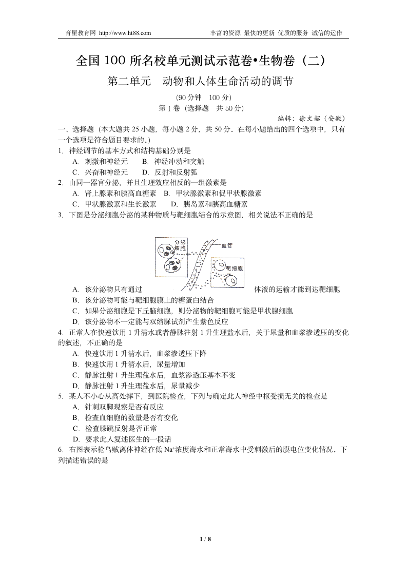 全国100所名校单元测试示范卷第1页