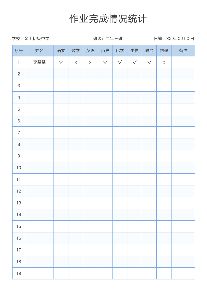 作业完成情况统计登记汇总表.docx