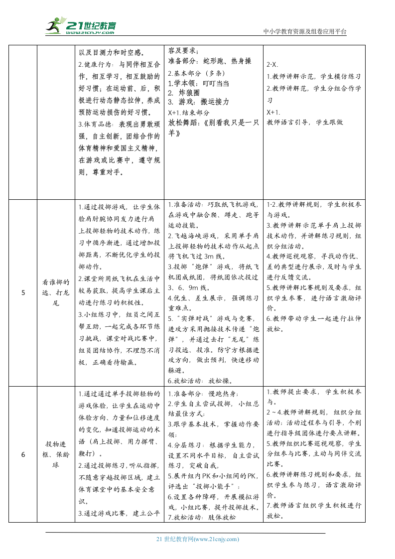 体育与健康二年级 投远投准游戏活动+旱地冰球击球游戏活动 大单元教学设计.doc第3页