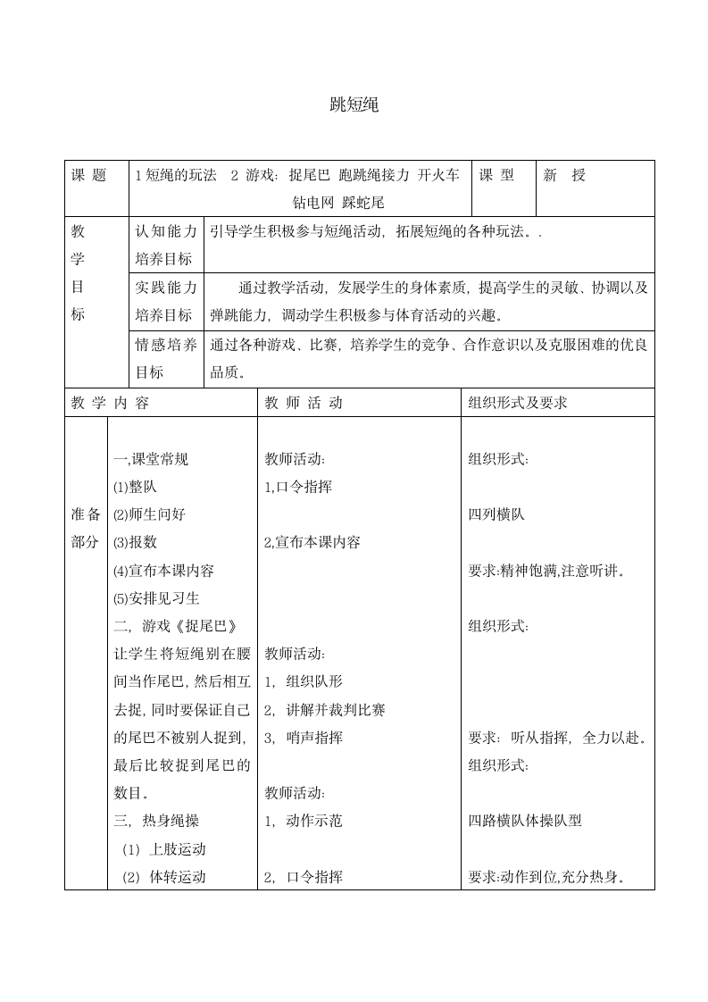 六年级体育教案-跳短绳 全国通用.doc第1页