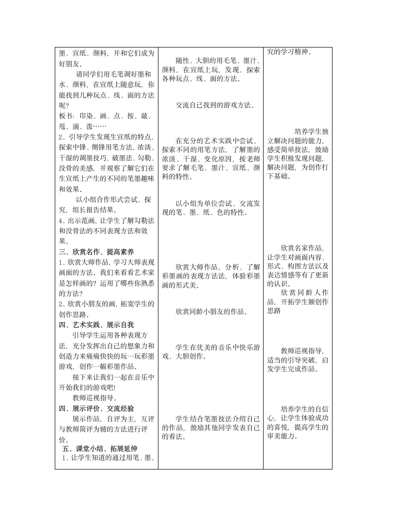 人美 版三年级美术下册 13.彩墨游戏（一） 教学设计（表格式）.doc第2页