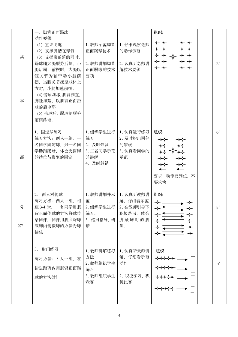 三年级体育 脚背正面踢球  教案 全国通用.doc第4页