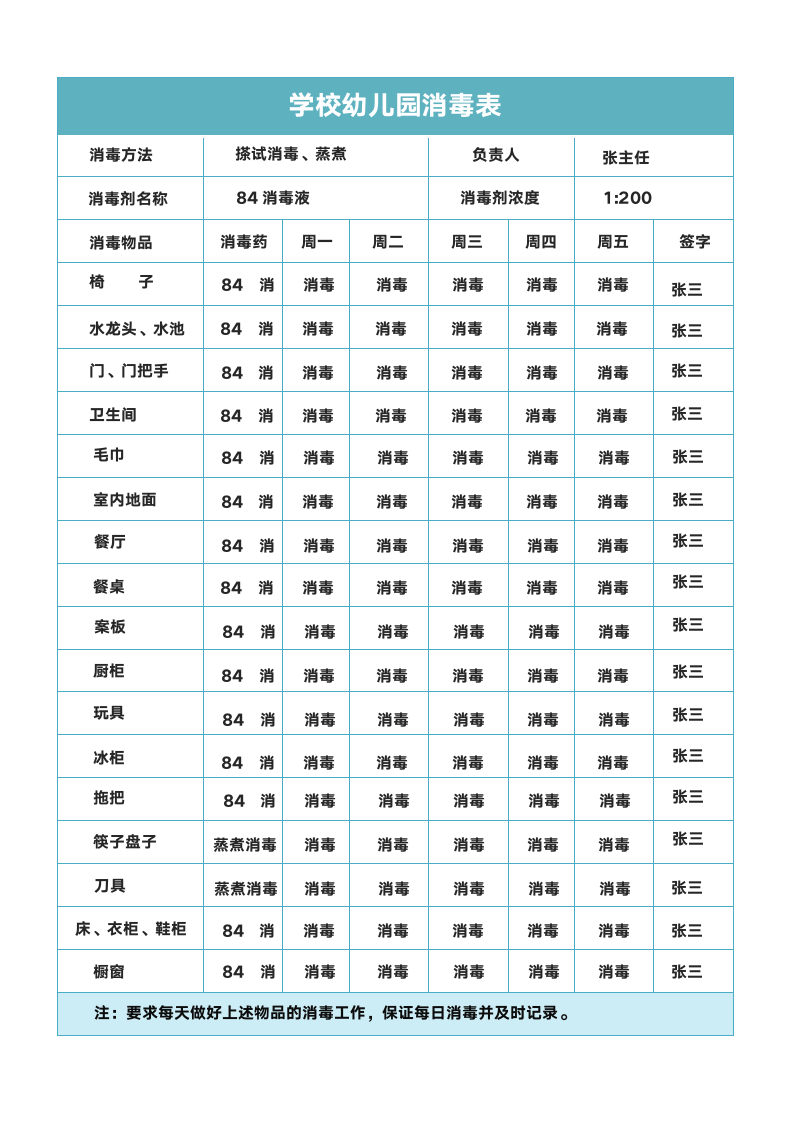 学校幼儿园消毒记录表.docx第1页