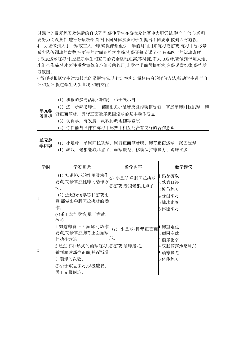 小足球与游戏单元（教学设计）(表格式)人教版体育四年级下册.doc第12页