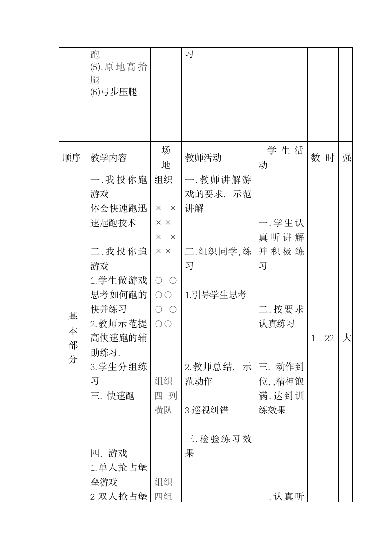 人教版体育三年级上册发展奔跑能力的游戏 教学设计 （表格式）.doc第2页