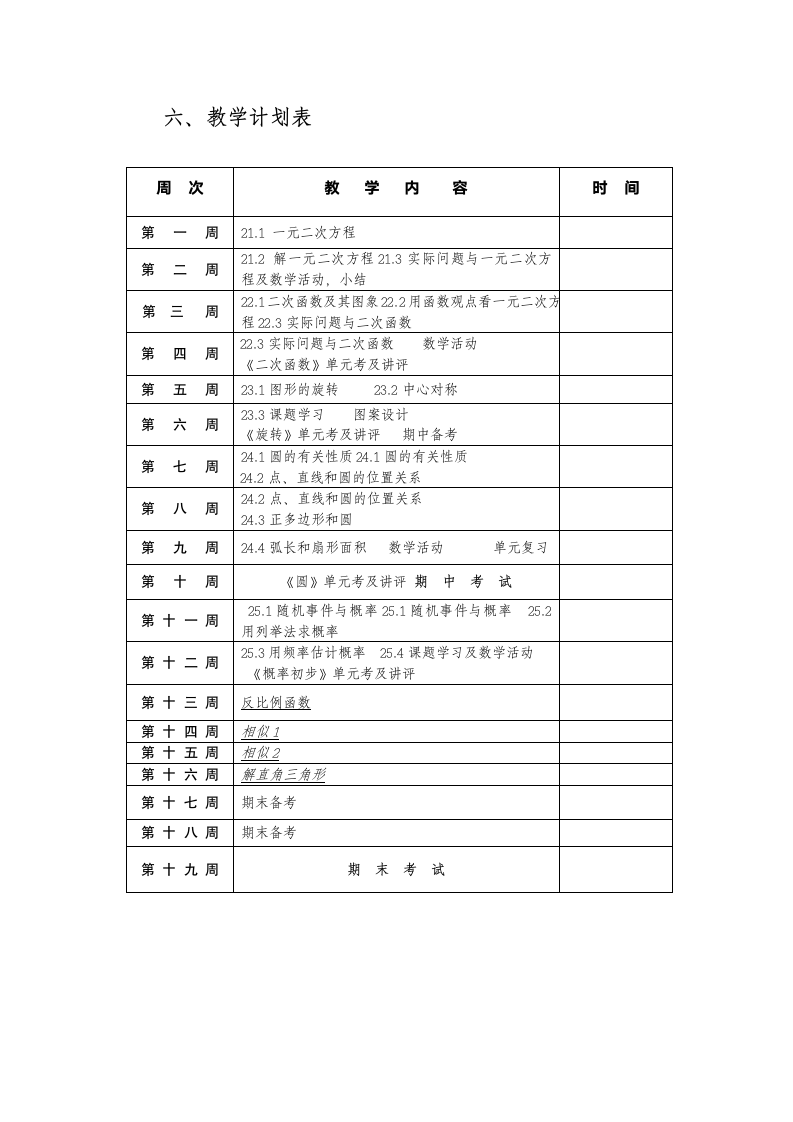 九年级第一学期数学备课组教学工作计划.docx第6页