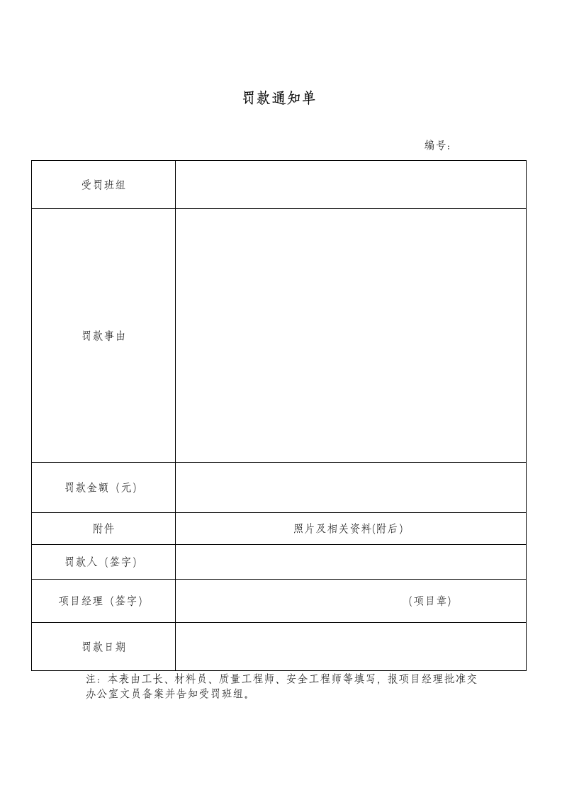 项目班组罚款通知单模板.docx第1页