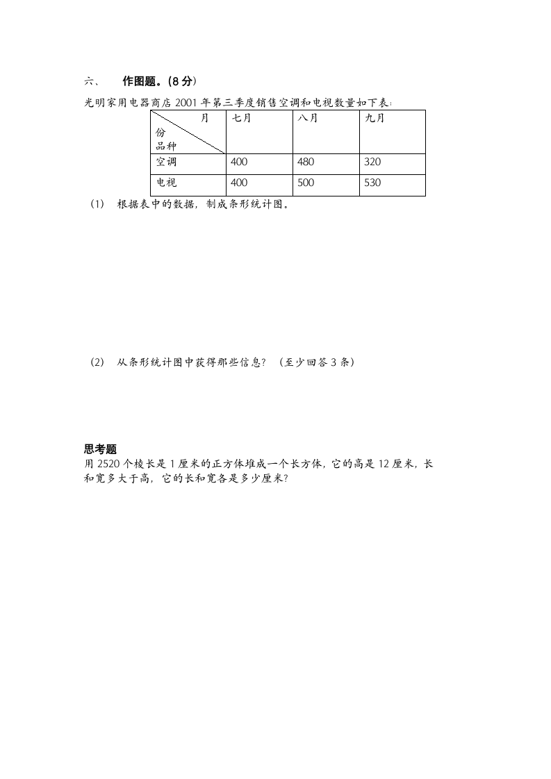 小学数学五年级下册期中测试卷1第4页