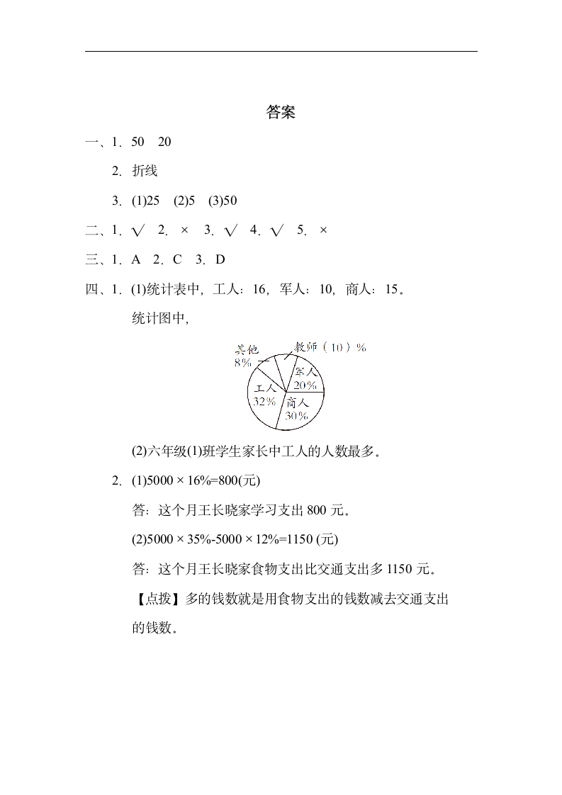 青岛版数学六年级下册 突破卷7．扇形统计图的应用（有答案）.doc第6页