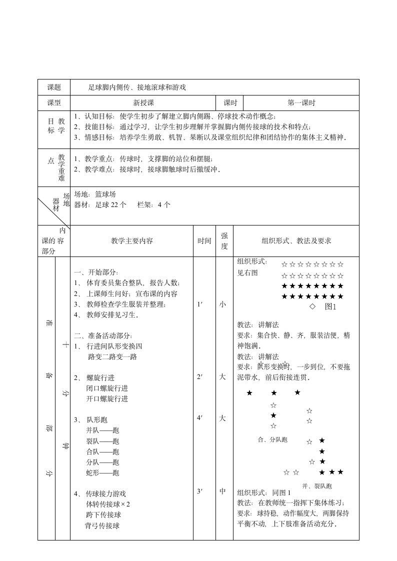 第三章足球——足球脚内侧传、接地滚球和游戏教案2021—2022学年人教版初中体育与健康九年级全一册（表格式）.doc第2页