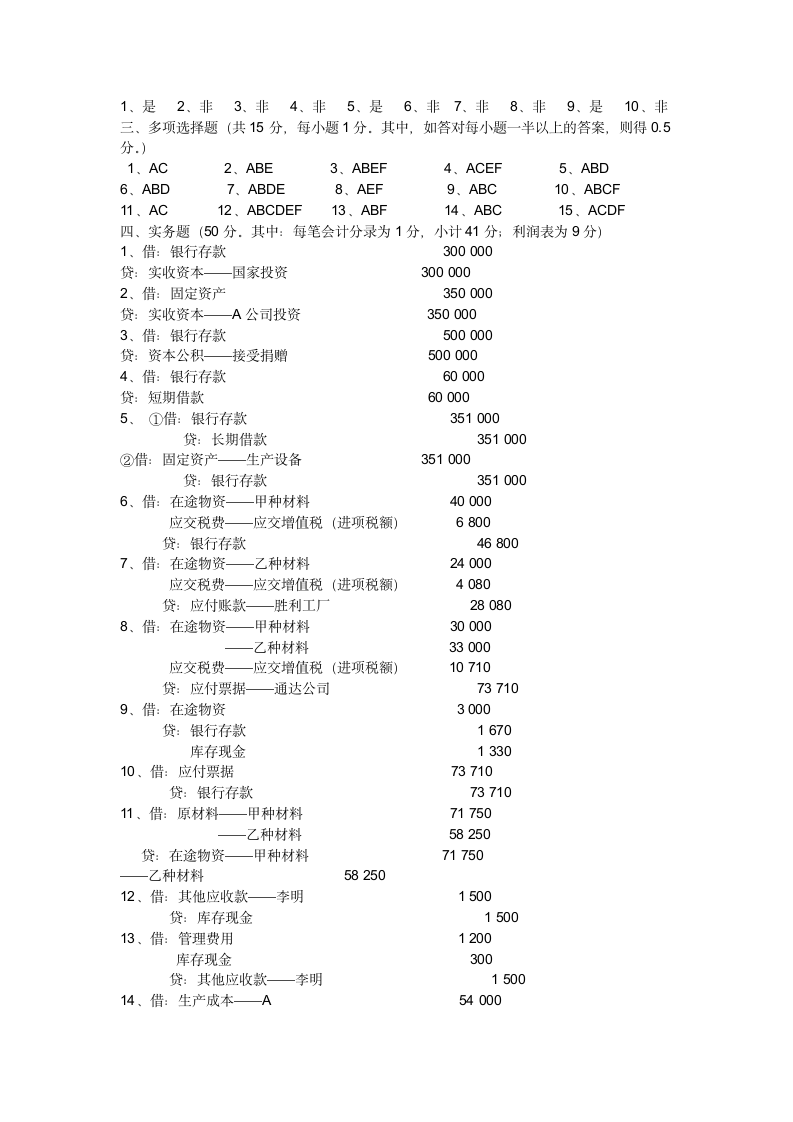 会计学原理试题(三)第8页