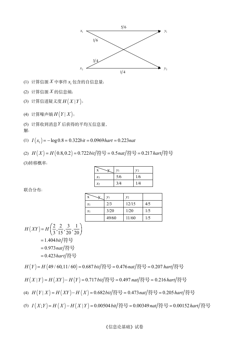 信息论试卷含答案第6页