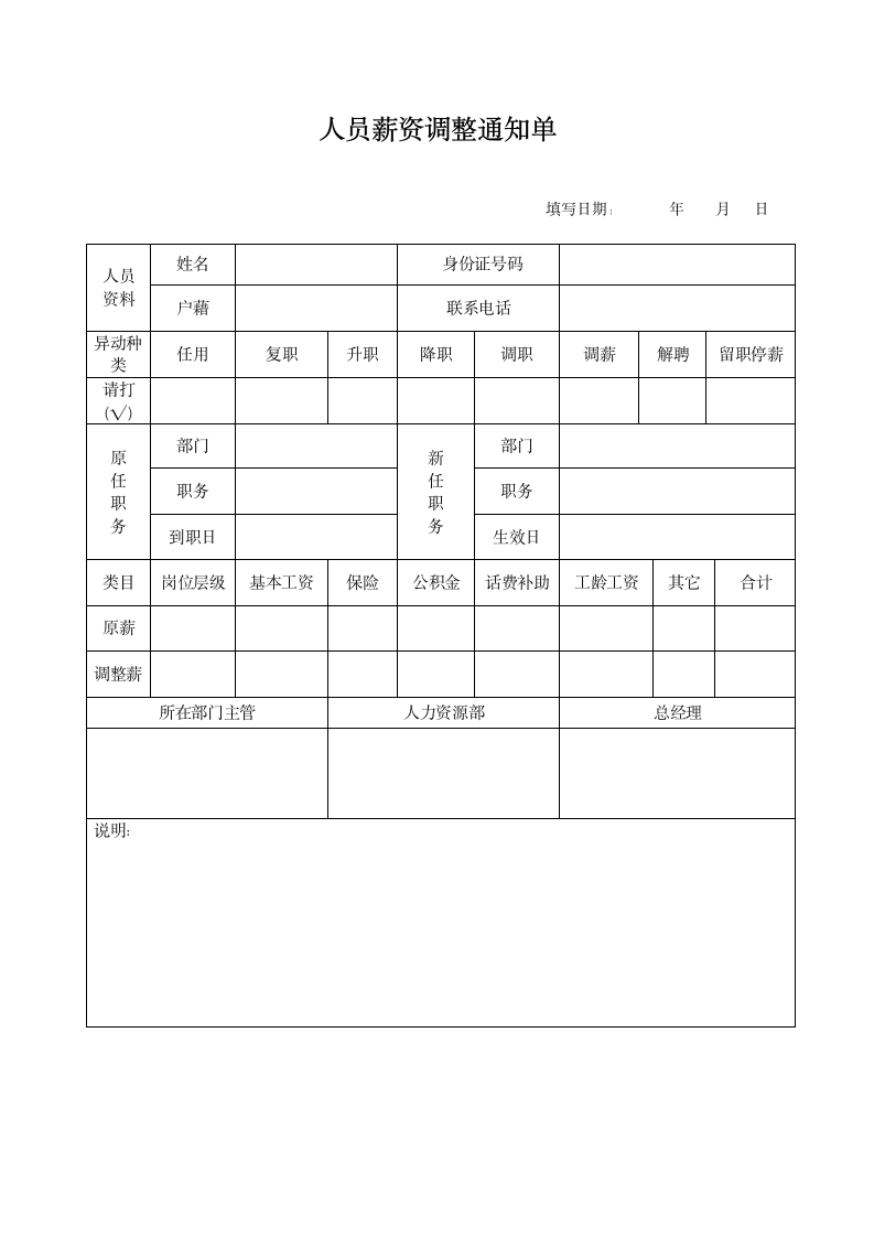 人员薪资调整通知单.docx第1页